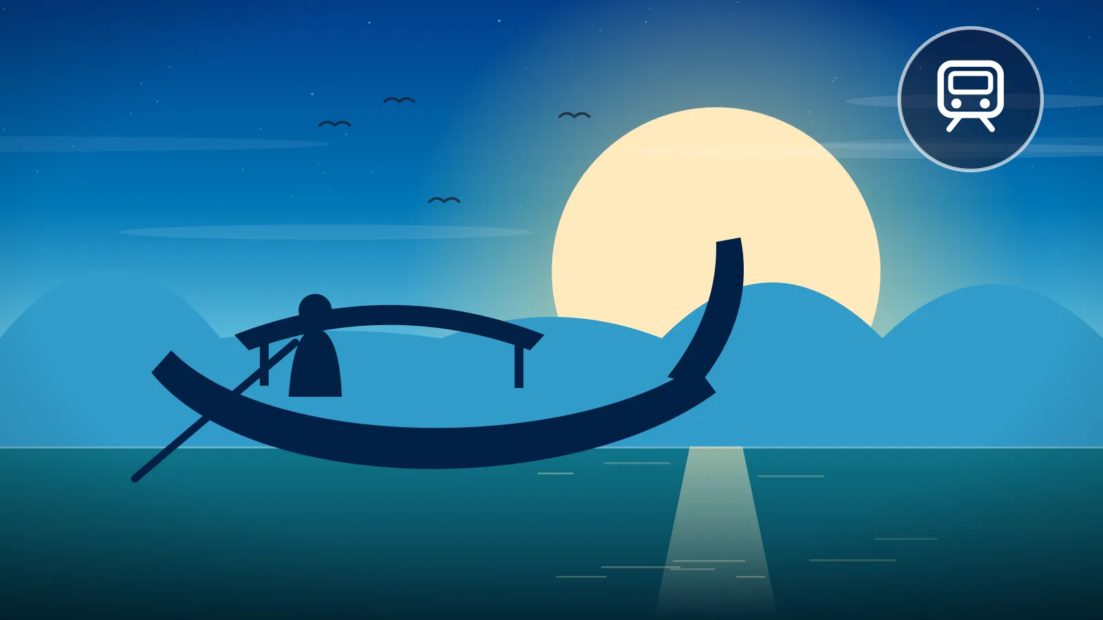 How to get around Busan — fishing boat off the Haeundae coast under a full moon, South Korea